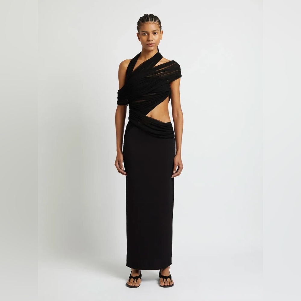 Christopher Esber Veiled Wrap Dress Black Size UK8 NWT
